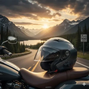 A cruiser helmet equipped with a drop-down sun visor for varying Canadian light conditions.