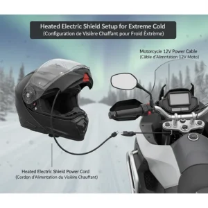 Wiring diagram for a heated electric shield on a dual sport helmet, the best setup for extreme cold weather in Northern Canada.