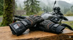Comparing gauntlet and short cuff spring fall motorcycle gloves for varying temperature ranges in Ontario and Quebec.