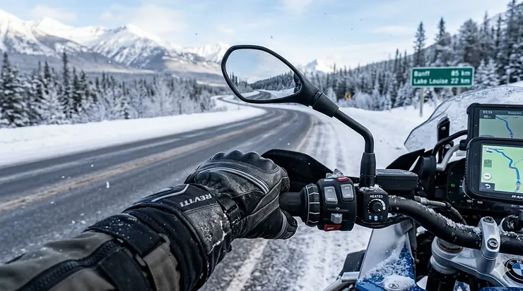 Premium leather motorcycle gloves for -30 degrees Celsius tested for Canadian winter riding conditions.