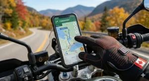 A pair of unisex heated motorcycle glove liners suitable for Canadian autumn touring (sous-gants chauffants moto).