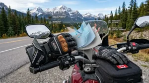 Technical diagram of a Gore-Tex motorcycle glove membrane showing waterproof protection and breathability for humid Canadian summers.