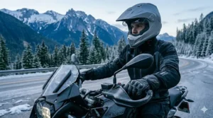High-visibility textile motorcycle gloves with reflective accents for safe evening riding in urban Canadian centers like Toronto or Vancouver.