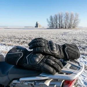 Insulated waterproof touring motorcycle gloves designed for late-season riding in Ontario and the Prairies.