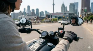 Breathable mesh vegan motorcycle gloves perfect for humid summer commutes in downtown Toronto.