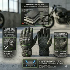 Illustration showing a rider using a GPS with touchscreen-compatible sport riding motorcycle gloves.