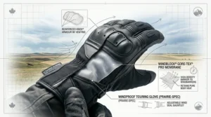 Technical illustration of a waterproof and breathable Gore-Tex membrane designed to keep hands dry during rainy Atlantic Canada tours.