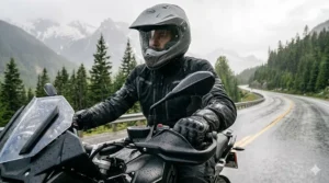 Waterproof textile motorcycle gloves tested for wet Canadian spring rides and unpredictable coastal weather.