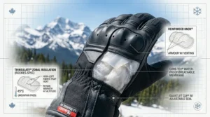 Illustration of a Gore-Tex Windblock membrane layer within a glove, optimized for the high-wind environments of the Canadian Prairies.