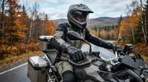 Illustration of battery-powered heated motorcycle glove brands designed for late-season riding in Ontario and Quebec.