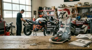 Showcasing Alpinestars motorcycle boot protection technology favored by Canadian track riders.