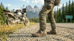 Men's wide-fit adventure boots ready for Canadian off-road and street riding conditions.