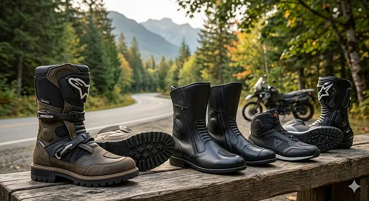 Comprehensive motorcycle boots buying guide for Canadian riders, showcasing diverse styles for varying climates.