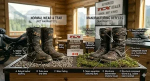 Diagram showing normal wear vs. warrantied defects.