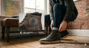 Waterproof and breathable motorcycle sneakers that look normal while protecting Canadian riders from unpredictable spring and autumn weather.