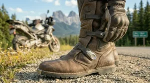 Stylish women's motorcycle boots designed with a wide fit for comfort and protection.