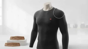 Snug fit illustration of heated base layer against skin for optimal heat transfer.