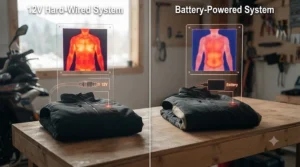 Heat output comparison: 12V versus battery-powered vest / Comparaison de la chaleur : veste 12V vs veste à batterie