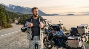 Macro vector illustration highlighting breathable, sweat-dispersing fabric fibers used in top moisture wicking base layers for motorcycle riding.