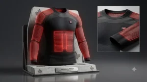 Diagram showing the core heating zones on a heated undershirt for motorcycle riding, perfect for freezing morning commutes in Toronto or Vancouver.