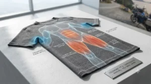 Graphic representation of thermal insulation properties in a heavy-duty moisture wicking base layer for motorcycle riding in cooler climates.