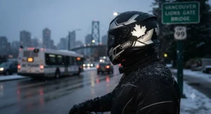 Reflective helmet decals suitable for improved visibility during Canadian winter riding conditions