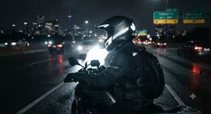 Reflective helmet stickers attached to a recreational sports helmet for increased safety during dusk activities.