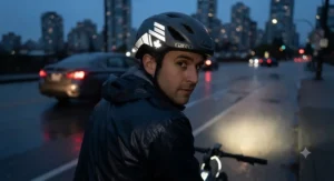 Durable reflective helmet stickers suited for cold weather and winter riding conditions across Canada.