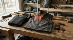Wearing a thermal base layer with a heated vest vs heated jacket liner for motorcycle riding in freezing weather.